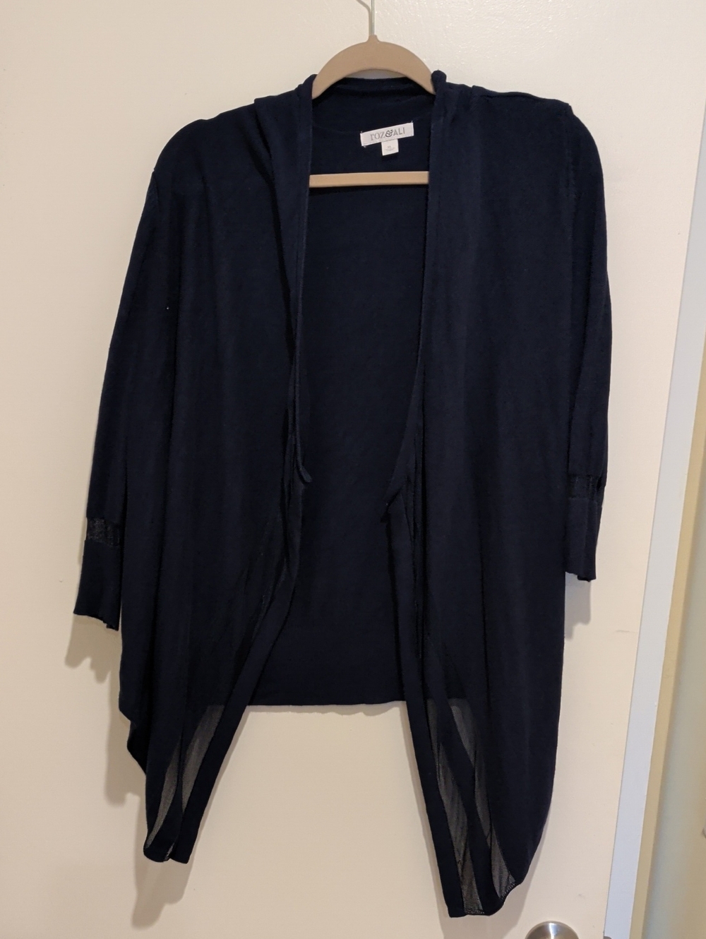 Roz & Ali Navy Open-Front Hooded Cardigan